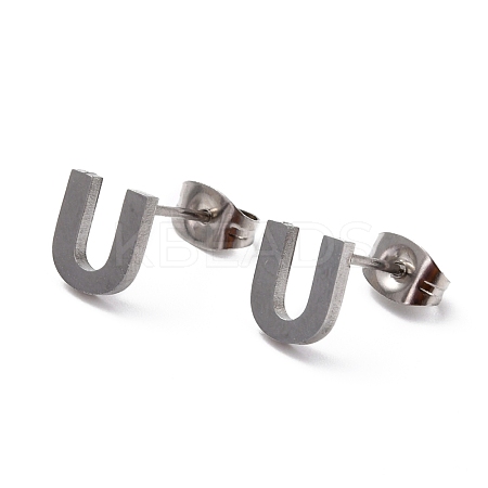 Tarnish Resistant 304 Stainless Steel Greek Alphabet Stud Earrings STAS-D007-07P-23-1