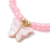 Butterfly Alloy Acrylic Charm Bracelets BJEW-JB10487-02-3
