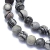 Natural Black Silk Stone/Netstone Beads Strands G-K310-A09-8mm-3