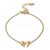 304 Stainless Steel Twisted Chain Bowknot Link Bracelets for Women BJEW-K237-12G-1