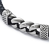 Men's Braided Black PU Leather Cord Bracelets BJEW-K243-67AS-2