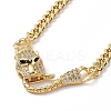 Cubic Zirconia Leopard Pendant Necklace with Brass Curb Chains for Women NJEW-G096-01G-02-2