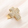 Adjustable Brass Micro Pave Cubic Zirconia Cuff Rings for Women RJEW-B139-03G-1