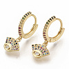 Brass Micro Pave Colorful Cubic Zirconia Dangle Hoop Earrings EJEW-S208-081-2