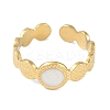 Ion Plating(IP) 304 Stainless Steel Enamel Textured Round Cuff Finger Rings RJEW-L107-066G-01-2