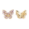 Rack Plating Brass with Cubic Zirconia Stud Earrings for Women EJEW-G394-06G-01-1