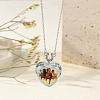 Heart with Horse Pattern Glass Pendant Necklaces PW-WGF1C5C-08-1