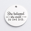 304 Stainless Steel Quote Pendants STAS-WH0014-03P-1