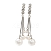 Rack Plating Brass Micro Pave Clear Cubic Zirconia Tassel Hoop Earrings EJEW-H016-09P-1