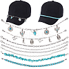 8Pcs 8 Styles Cowboy Theme Synthetic Turquoise & 304 Stainless Steel Baseball Cap Chain HJEW-SC0002-41-1