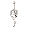 Alloy Rhinestone Snake Curved Barbell Belly Rings LS-AJEW-R007-03P-02-4