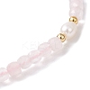 Natural Rose Quartz & Cultured Freshwater Pearl Beads Stretch Bracelets for Women BJEW-JB12734-01-4
