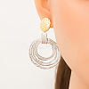 304 Stainless Steel Two Tone Dangle Stud Earrings EJEW-M104-01C-PG-1