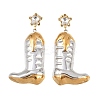 Two Tone Cowboy Boot 304 Stainless Steel Dangle Stud Earrings STAS-H249-21GP-2