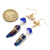 Dyed Natural Quartz Crystal Nugget & Mushroom Lampwork Dangle Earrings EJEW-TA00335-02-3