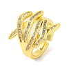 Hug Hand Brass Micro Pave Cubic Zirconia Adjustable Rings for Women RJEW-U003-25A-G-1