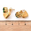 Heart 304 Stainless Steel Micro Pave Cubic Zirconia Dangle Stud Earrings EJEW-V016-01G-03-5
