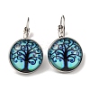 Tree of Life Glass Leverback Earrings with Brass Earring Pins EJEW-Q798-01D-1