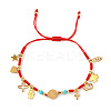 Stainless Steel Cross & Hamsa Hand & Medal Charms Braided Bracelets GU1131-1-1