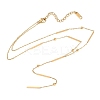 304 Stainless Steel Rectangle Y Lariat Necklaces for Women NJEW-D325-01G-4