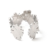 304 Stainless Steel Maple Leaf Open Cuff Ring for Women RJEW-E063-18P-3