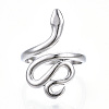 Non-Tarnish 304 Stainless Steel Snake Open Cuff Ring for Women LS-RJEW-N040-01-2