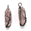 Natural Rose Quartz Big Wire Wrapped Pointed Pendants G-T133-R02G-2