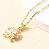 Flower Brass Micro Pave Clear Cubic Zirconia Stud Earrings & Pendant Necklaces Sets SJEW-Z002-04G-2