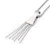 Non-Tarnish 304 Stainless Steel Trapezoid with Tassel Pendant Necklace with Box Chains for Women NJEW-B087-06P-2