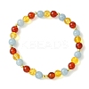 6MM Round Natural Carnelian & Dyed Quartz & Synthetic Citrine Beaded Stretch Friendship Bracelets BJEW-JB14382-3