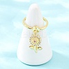 Brass Micro Pave Cubic Zirconia Pendant Finger Rings for Women LS-RJEW-A090-02G-2