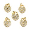 Brass Micro Pave Clear Cubic Zirconia Charms X-KK-E068-VB127-3