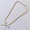 Glass Bowknot Pendant Necklace with Golden Brass Chains for Women YR7395-2-1