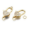 Brass Micro Pave Clear Cubic Zirconia Lobster Claw Clasps KK-Q769-037-NF-3