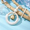 Wood & Cotton Threads Ring Pendant Decorations HJEW-TA00305-2