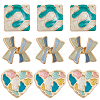 12pcs 3 Style Bowknot/Heart/Square 1-Hole Alloy Enamel Shank Buttons BUTT-GF0003-81-1