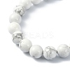 Natural Howlite & Dyed Crackle Agate Round Beaded Stretch Bracelets BJEW-TA00419-4