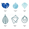 24Pcs 6 Style Blue Series Spray Painted Alloy Pendants FIND-LS0001-62-3