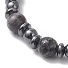 Natural Larvikite & Non-Magnetic Synthetic Hematite Beaded Stretch Bracelets for Women BJEW-JB13136-4