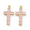 Brass Micro Pave Clear Cubic Zirconia Pendants ZIRC-F135-27G-03-2