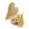 Heart Shape Brass Micro Pave Clear Cubic Zirconia Stud Earrings EJEW-Q785-13G-2