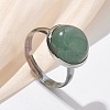 Half Round Natural Green Aventurine Finger Rings RJEW-M062-01P-21-1