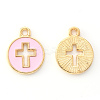Light Gold Plated Alloy Enamel Pendants X-ENAM-R136-18B-2