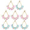 8Pcs 2 Colors Glass Seed Beads & Resin Pendants PALLOY-CA00038-1