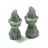 Natural Green Aventurine Carved Healing Cat with Witch Hat Figurines DJEW-D012-07F-2