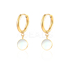 Elegant 304 Stainless Steel Shell Flat Round Dangle Hoop Earrings for Women's Daily Wear MT5362-1