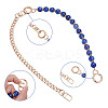 2Pcs 2 Styles 14mm Blue Round Resin Imitation Gemstone Beaded Bag Decorative Chains & Iron Curb Chain Short Bag Straps Sets PURS-AR0001-05-3