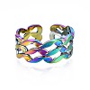 304 Stainless Steel Wave Wrapped Cuff Ring RJEW-N038-066-3