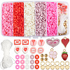 Valentine's Day Theme DIY Polymer Clay Beads & Alloy Enamel Charm Stretch Bracelets Making Kits DIY-SP0003-43-1