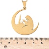 201 Stainless Steel Moon with Woman Pendant Necklaces for Ramadan & Eid Mubarak NJEW-D318-02G-5